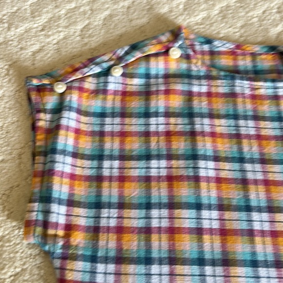 Tea Collection Linen Blend Rainbow Plaid Tunic Dress Sz 8 Girls Summer - Picture 2 of 4